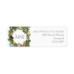 Étiquette de l'adresse de retour du bouquet de fru