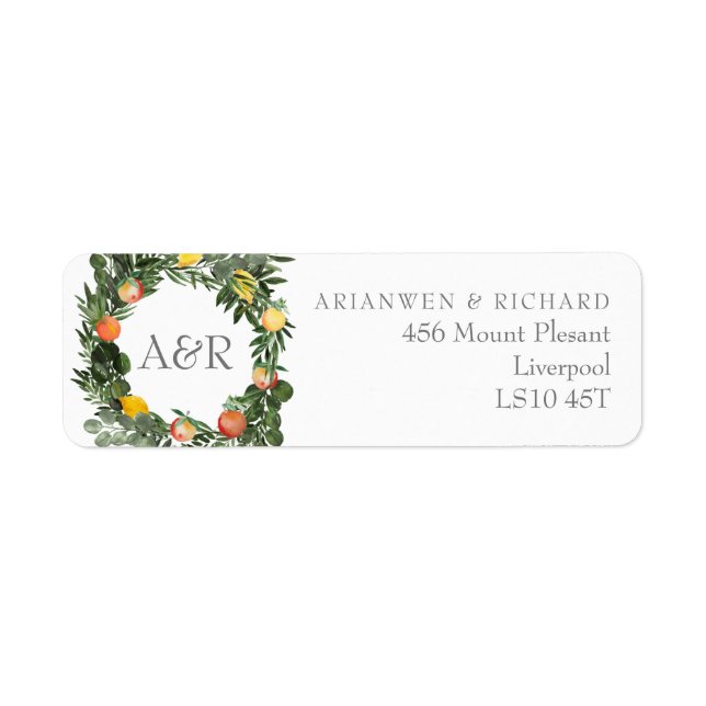 Étiquette de l'adresse de retour du bouquet de fru (Devant)