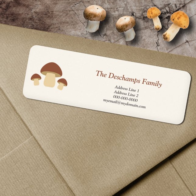 Étiquette de l'adresse de retour du champignon (Mushroom Return Address Label Sticker)