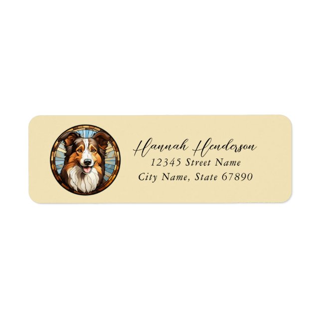 Étiquette de l'adresse de retour du chien Collie (Devant)