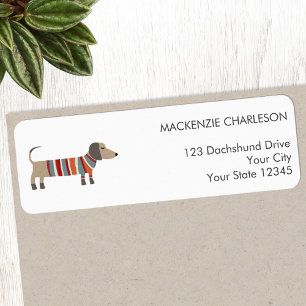 Étiquette de l'adresse de retour du chien Dachshun