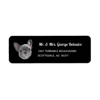 Étiquette de l'adresse de retour du chiot Buldog f