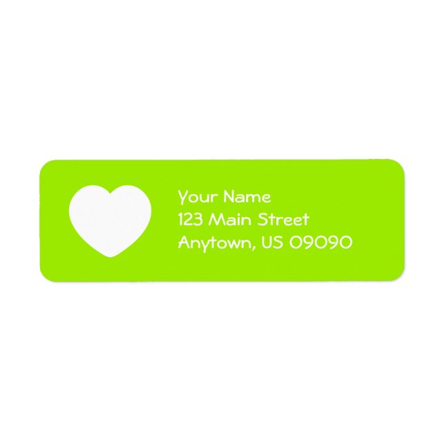 Étiquette de l'adresse de retour du coeur (Vert ci (Devant)