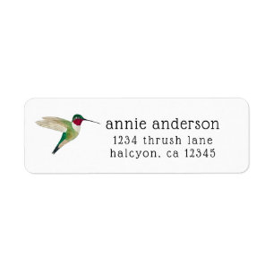 Étiquette de l'adresse de retour du colibri à qu