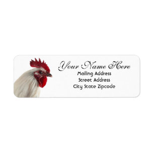 Étiquette de l'adresse de retour du coq de ferme