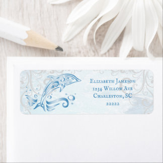 Étiquette de l'adresse de retour du dauphin bleu