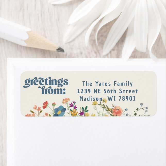 Étiquette de l'adresse de retour du fleur sauvage (En situation)