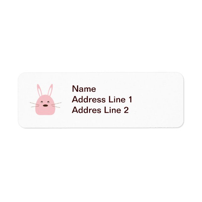 Étiquette de l'adresse de retour du lapin rose (Devant)
