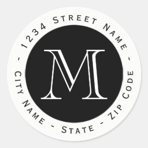 Étiquette de l'adresse de retour du monogramme cir