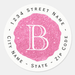 Étiquette de l'adresse de retour du monogramme ros