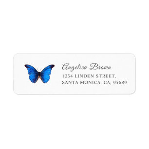 Étiquette de l'adresse de retour du papillon bleu