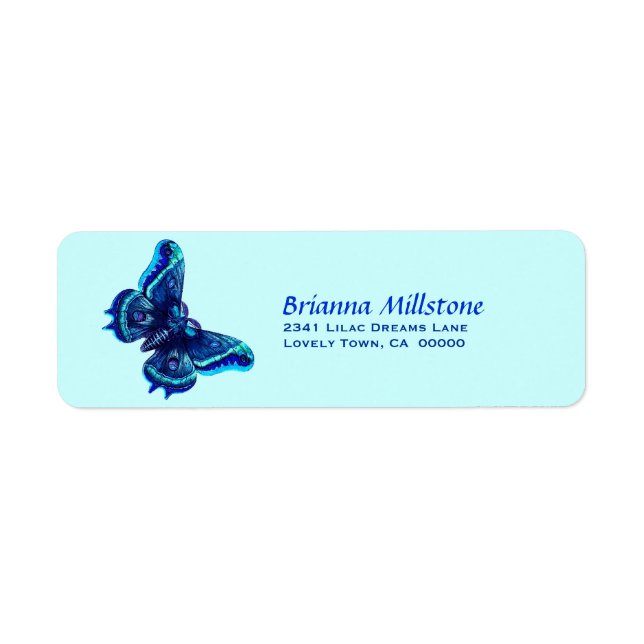 Étiquette de l'adresse de retour du papillon bleu (Devant)