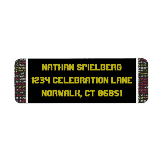 Étiquette de l'adresse de retour du parti de Coder (Devant)