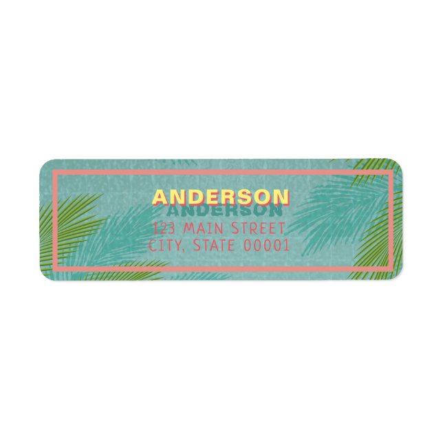 Étiquette de l'adresse de retour du pool de palmie (Devant)