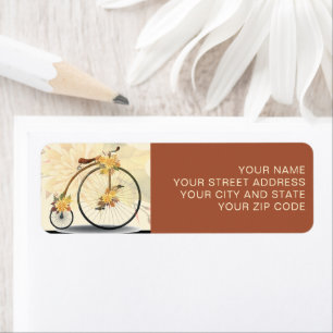 Étiquette de l'adresse de retour du vélo vintage