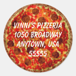 Étiquette de l'adresse de retour en forme de pizza