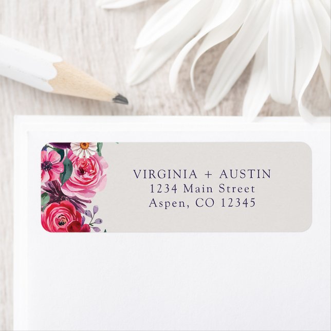 Étiquette de l'adresse de retour florale colorée (Colorful Floral Return Address Label by Painted Paperie
)