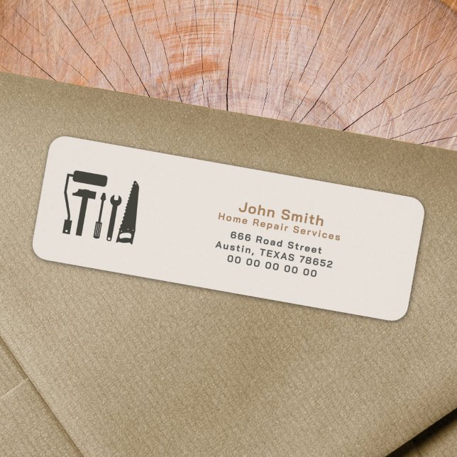 Étiquette de l'adresse de retour Handyman & Home R (Handyman & Home Repair Return Address Label)