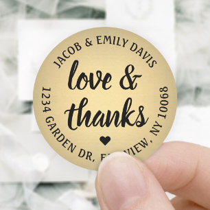 Étiquette de l'adresse de retour Love & Thanks Bla