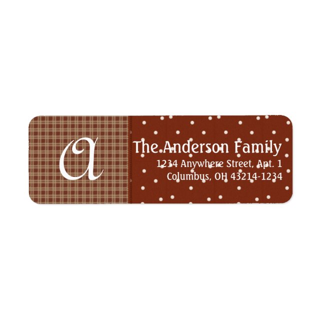 Étiquette de l'adresse de retour Monogram Plaid &  (Devant)