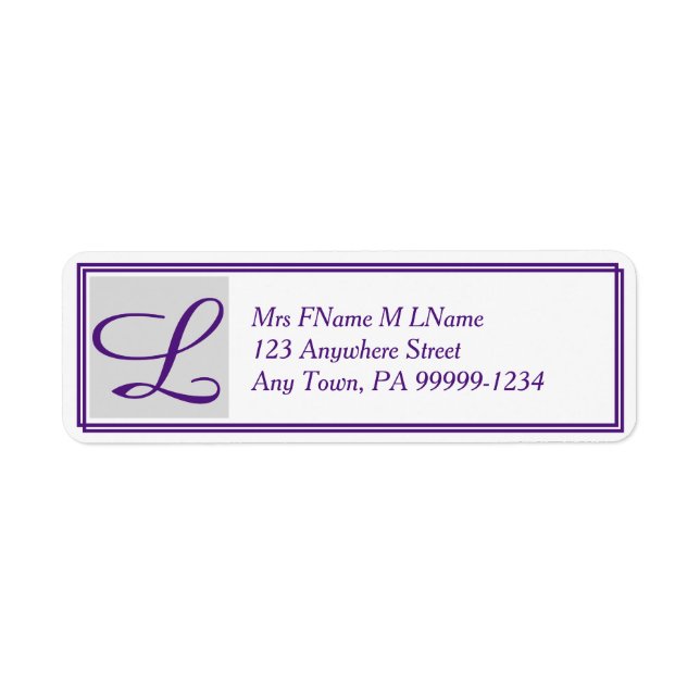 Étiquette de l'adresse de retour Monogramme (Devant)