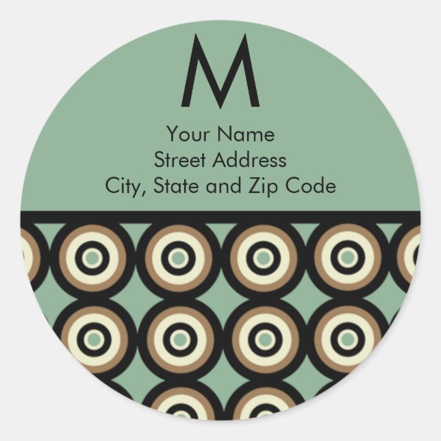 Étiquette de l'adresse de retour Monogramme - Jade (Devant)