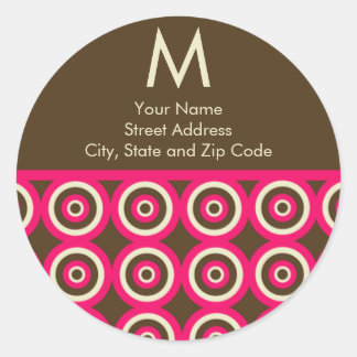 Étiquette de l'adresse de retour Monogramme - Rose