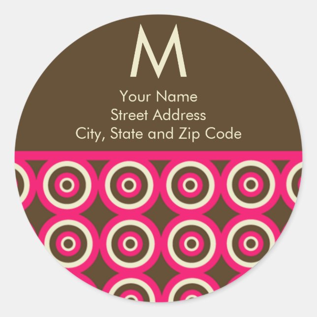 Étiquette de l'adresse de retour Monogramme - Rose (Devant)
