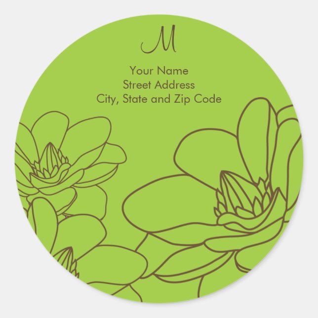 Étiquette de l'adresse de retour Monogramme - Vert (Devant)