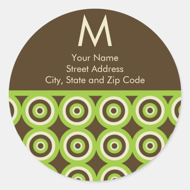 Étiquette de l'adresse de retour Monogramme - Vert (Devant)