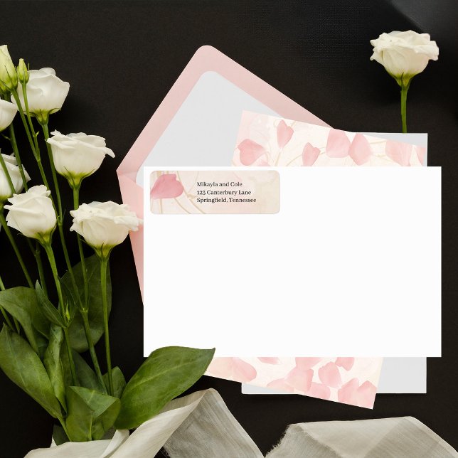 Étiquette de l'adresse de retour Peach Petals & Cr (Créateur téléchargé)