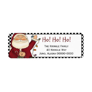 Étiquette de l'adresse de retour Père Noël primiti