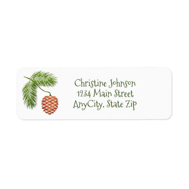 Étiquette de l'adresse de retour Pine Bough & Pine (Devant)