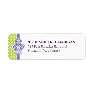 Étiquette de l'adresse de retour Polka Dot Damask 