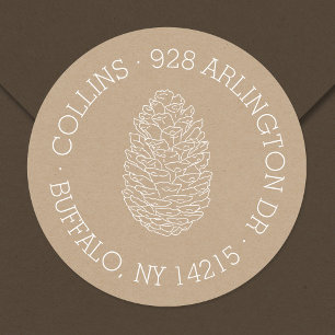 Étiquette de l'adresse de retour ronde en pin rust