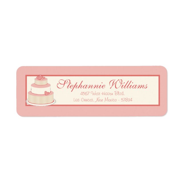 Étiquette de l'adresse de retour rose/Mariage Crem (Devant)