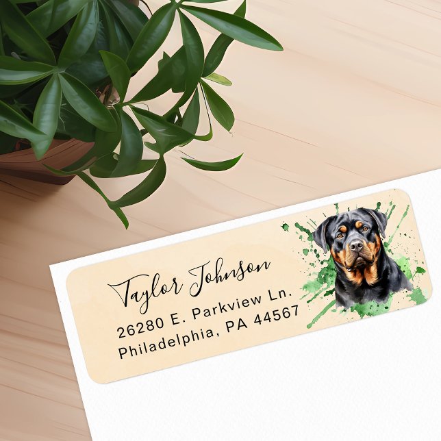 Étiquette de l'adresse de retour Rottweiler (Créateur téléchargé)