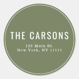Étiquette de l'adresse de retour Sage Green Simple