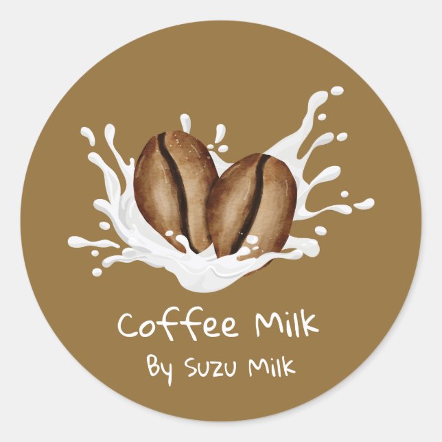 Étiquette de Lait au Café Simple Mignonne (Devant)