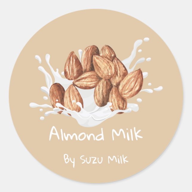 Étiquette de lait d'amande mignonne simple (Devant)