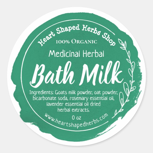 Étiquette de lait de bain à base de plantes artisa (Devant)