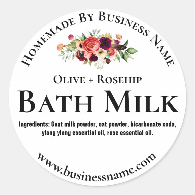 Étiquette de lait de bain personnalisable (Devant)