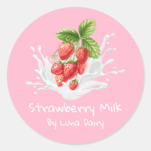 Étiquette de lait de fraise mignonne simple