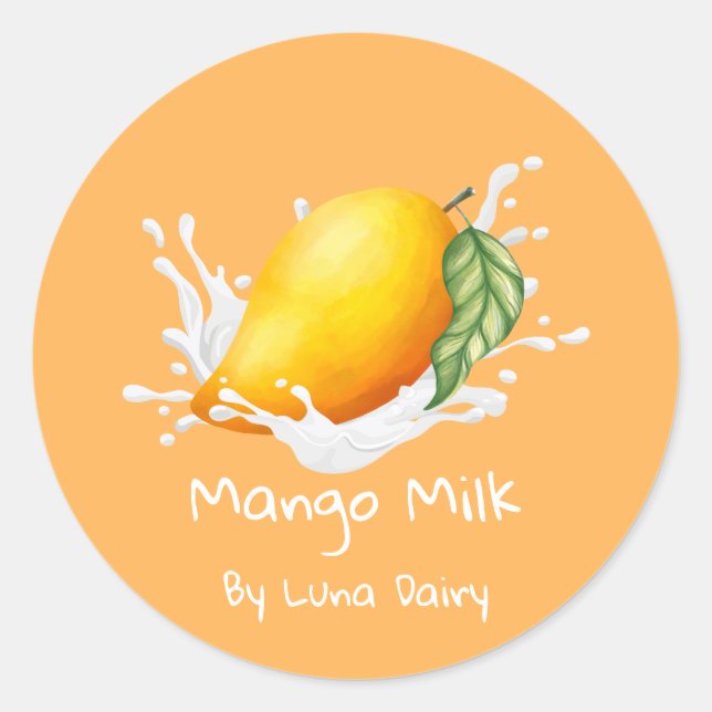 Étiquette de lait de mangue simple mignonne (Devant)