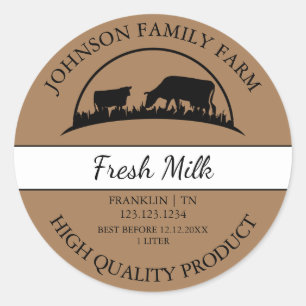 Étiquette de lait frais de ferme
