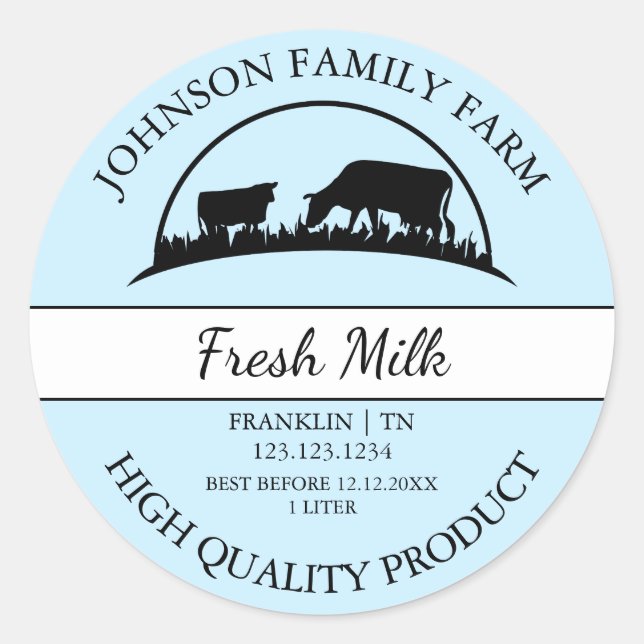 Étiquette de lait frais de ferme (Devant)