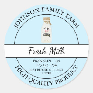 Étiquette de lait frais de ferme
