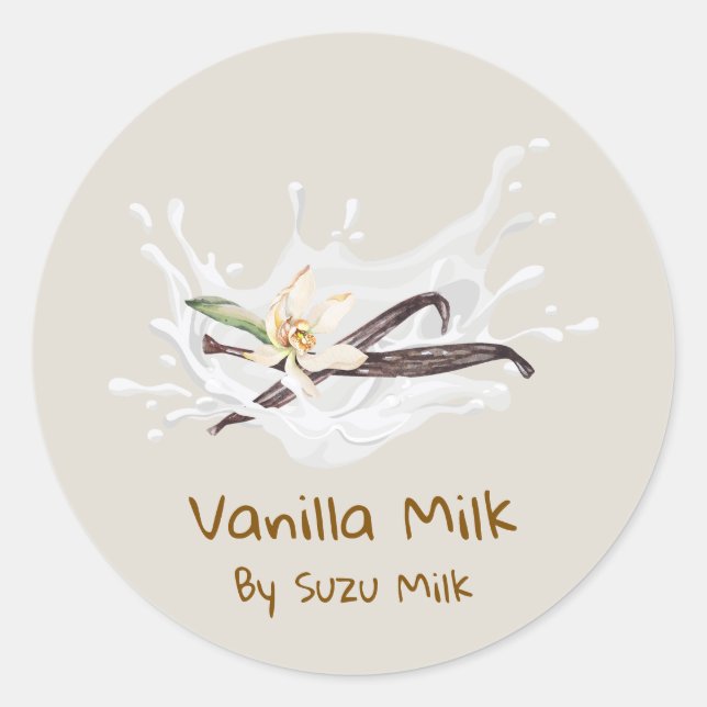 Étiquette de lait vanille simple mignonne (Devant)
