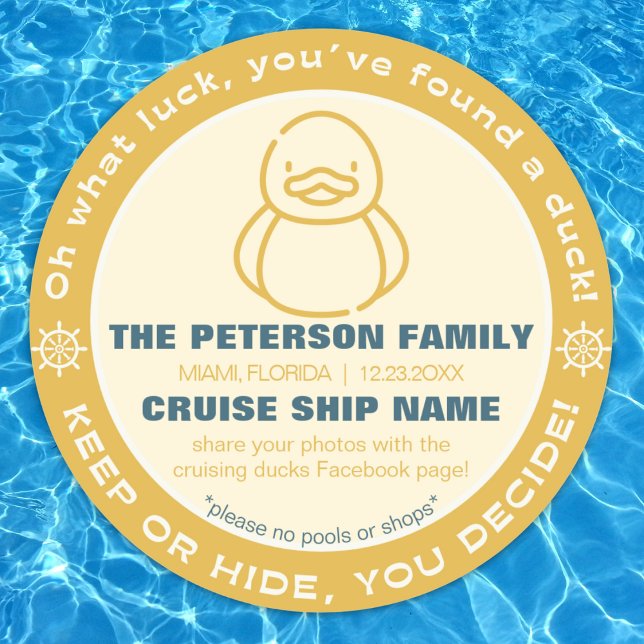 Étiquette de l'autocollant de jeu de canard de cro ("Oh what luck you found a duck" cruising duck sticker custom personalized duck cruise game label tag)