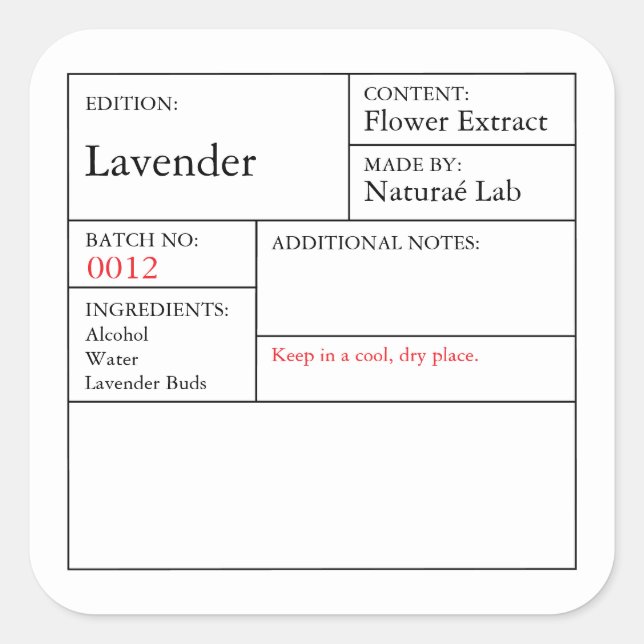 Étiquette de lavande noir et blanc (Devant)